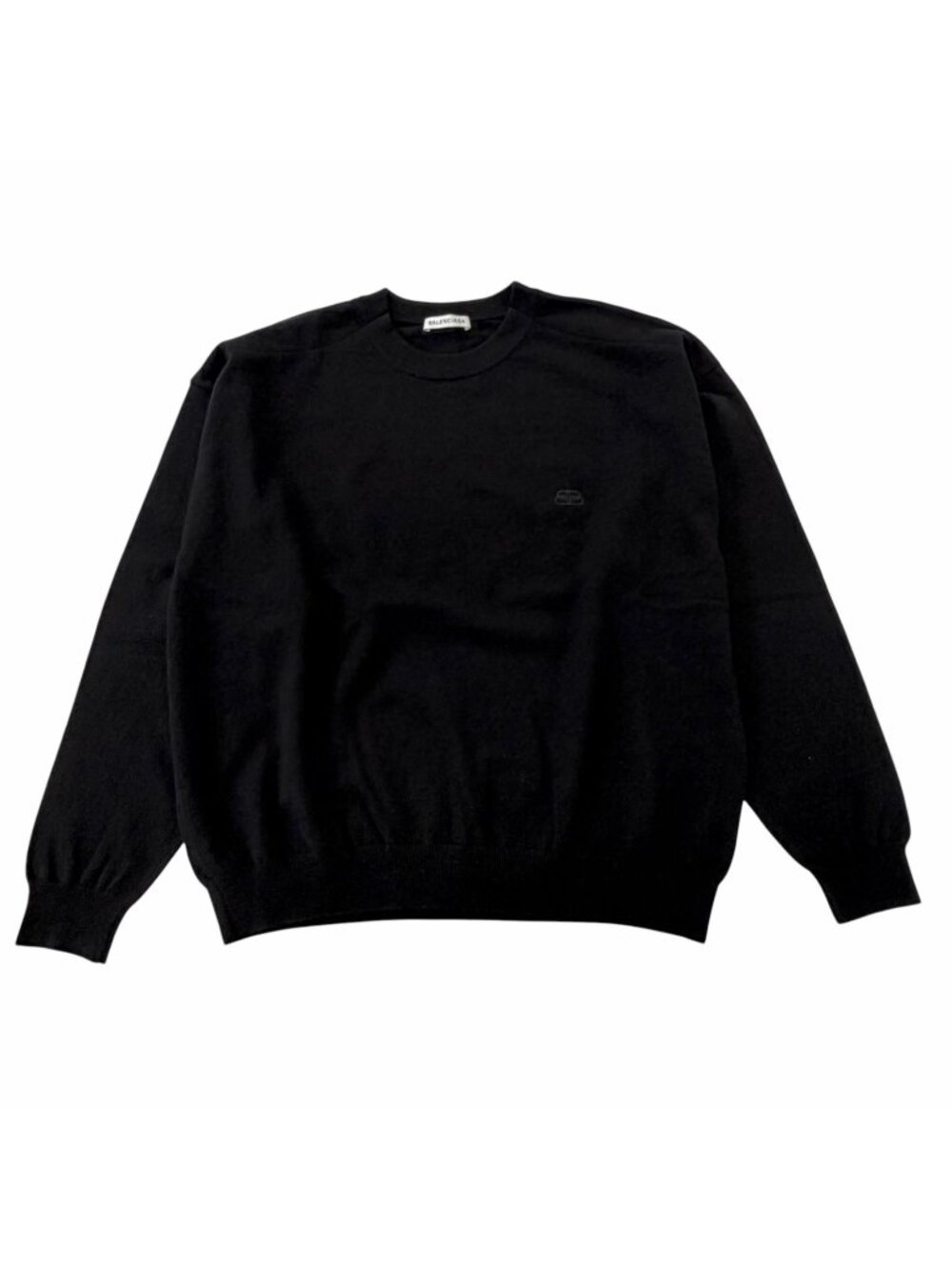 Balenciaga BB Logo Embroidery Crew Neck Oversize Sweater Black - Picture 1 of 10